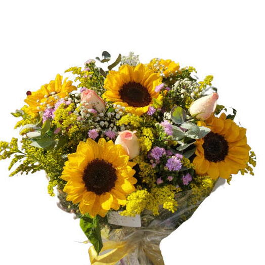 Buquê Girassois com Rosas