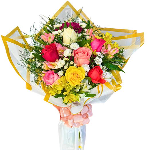 Buquê com 7 Rosas Mistas