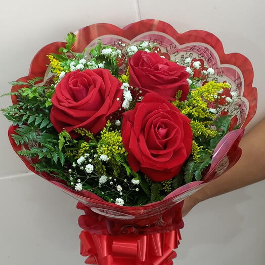 Buquê 3 Rosas Linha Tradicional