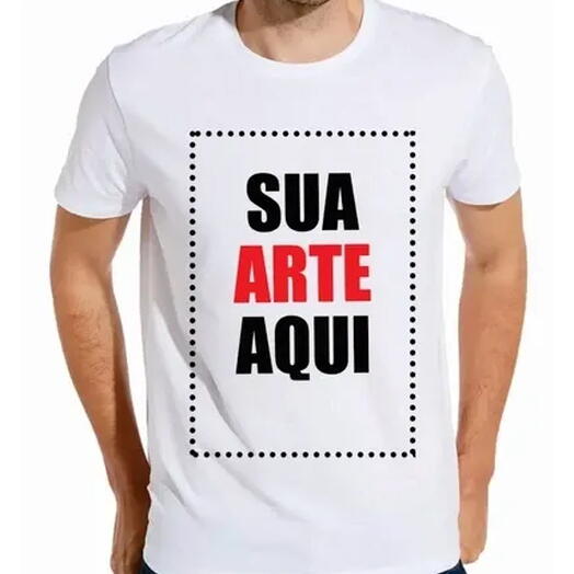 Camiseta Personalizada Unissex Com Sua Arte (poliester encorpada) - cor branca e diversos tamanhos - inclui 1 impressão