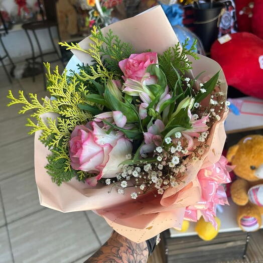 Buque com 2 Rosas Cor de Rosa