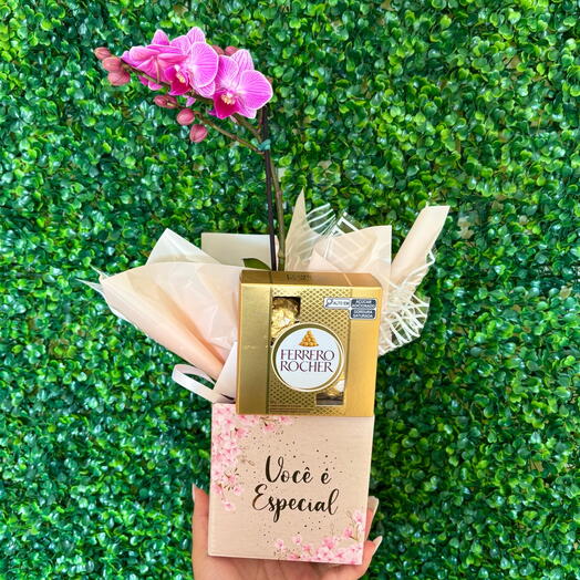 Box Mini Orquidea Com Ferrero Rocher