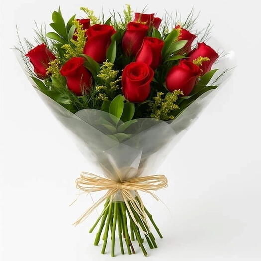 Buquê Com 12 Rosas Vermelhas
