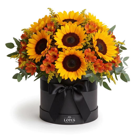 Box de Girassol com Astromelias Amarelas