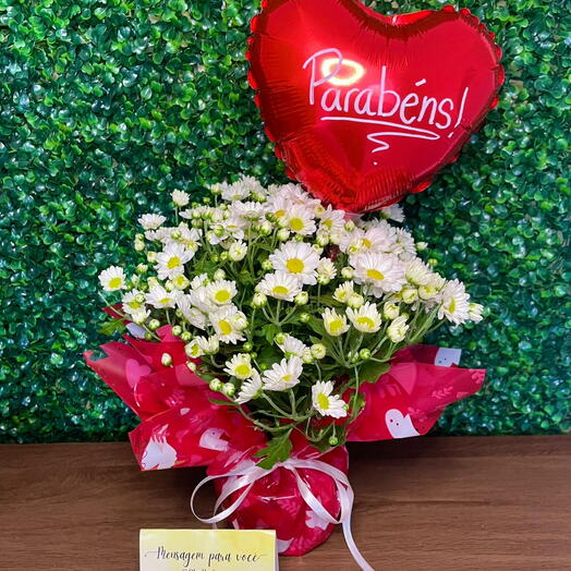 Margaridinha com Balão Parabens