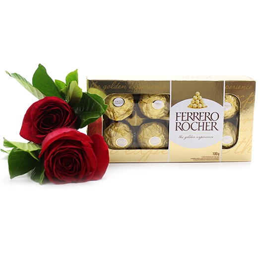 Buquê 2 Rosas e Ferrero T8