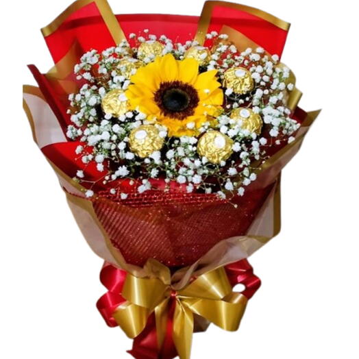 Buquê de Ferrero com Girassol