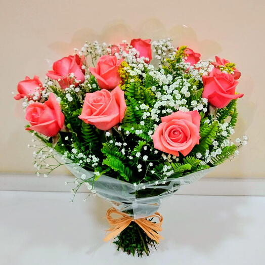 Buquê 12 Rosas Pink