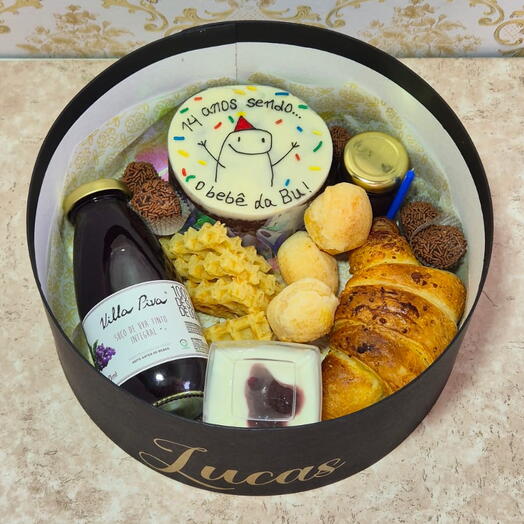 Cesta Happy Birthday Luxo com mini Bolo