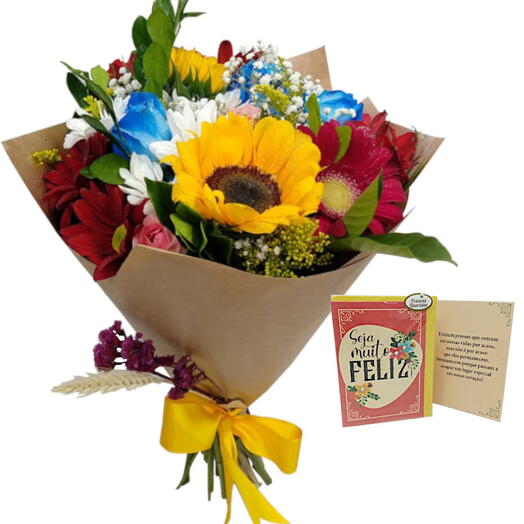Mix Flores do Campo com Girassol cartão mensagem