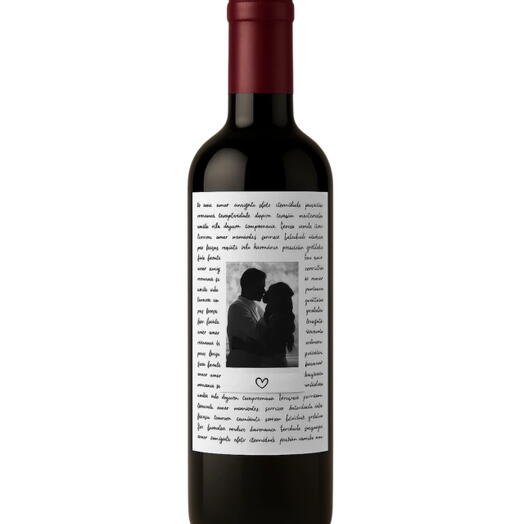 Vinho Personalizado Carta de Amor com Foto
