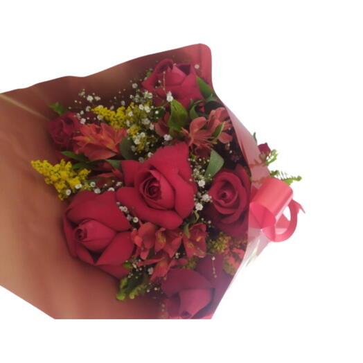 Bouquet 6 rosas e astromelias