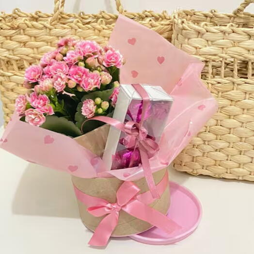 Flores com Chocolate para Amiga Pink