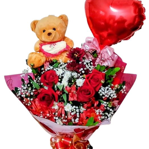 Buquê com Ursinho e Balão