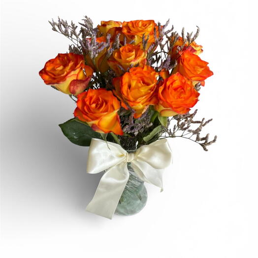 Rosas Laranja em Vaso