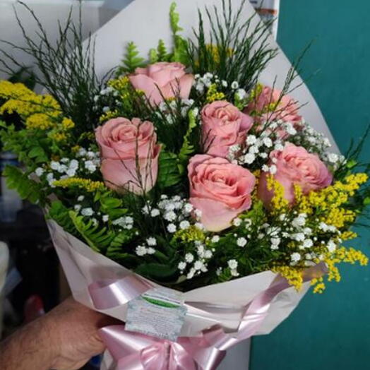 Buquê Com 6 Rosas Pink