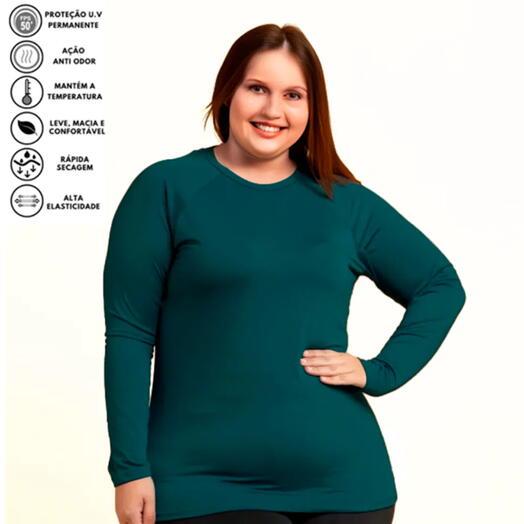 Camisa Premium Proteção Solar UV 50+ Termica Lisa Unissex Plus Size - Segunda Pele - Manga Longa Lisa - Diversas Cores