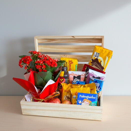 Cesta Cafe da Manhã com Vaso de Flor