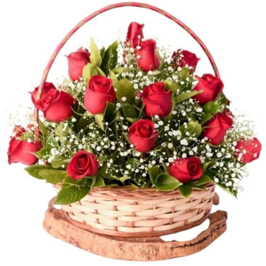 Cesta de 15 Rosas e Mosquitinhos