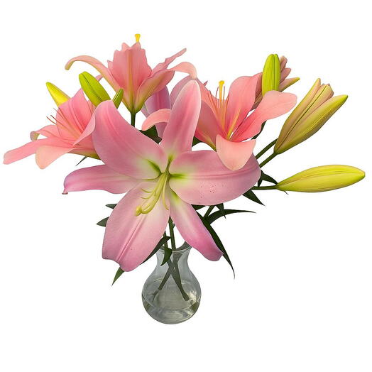 Lirios Rosas em Vaso