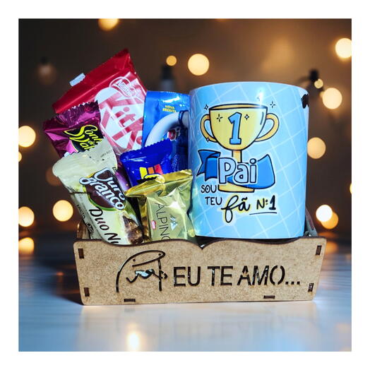 Cesta Flork "Te Amo" com Chocolates e Caneca Pai