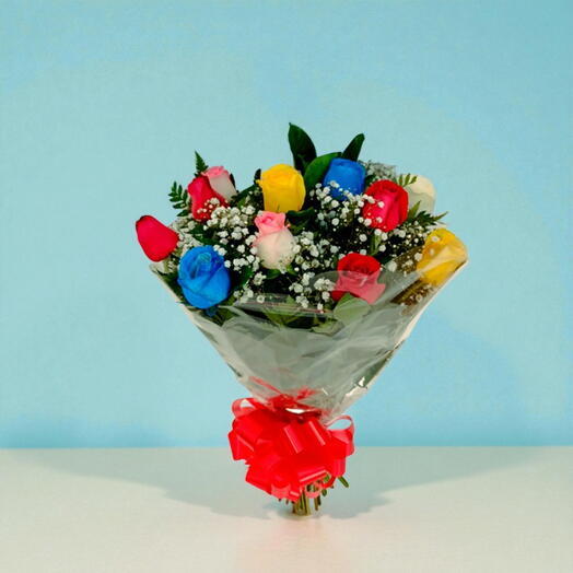 Buque 12 Rosas Coloridas
