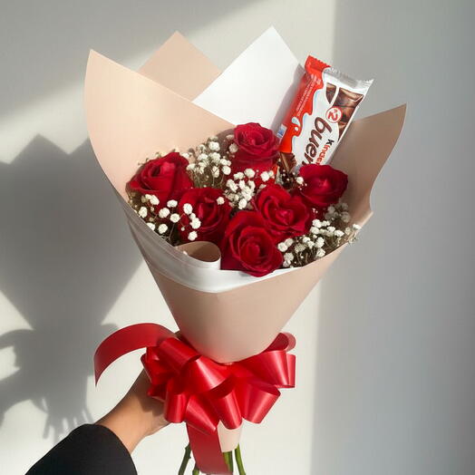 Buque de 6 Rosa s chocolate