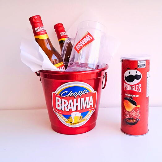 Cesta com balde de gelo e caneca gel Brahma