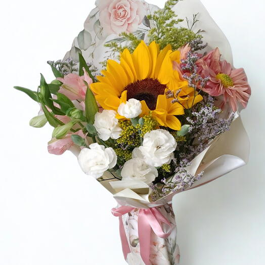 Mini Buquê misto com Girrassol