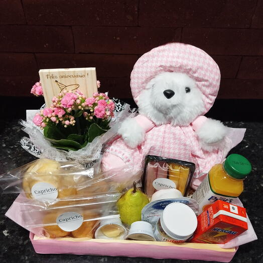 Cesta cafe pelucia delicada