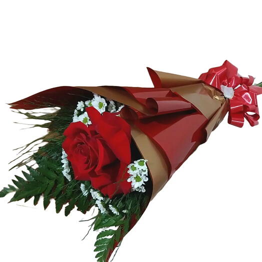 Rosa Unitaria com Flores do Campo Decorada