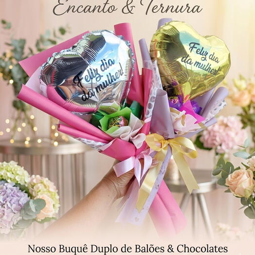 BUQUÊ DE BALÃO COM BOMBONS
