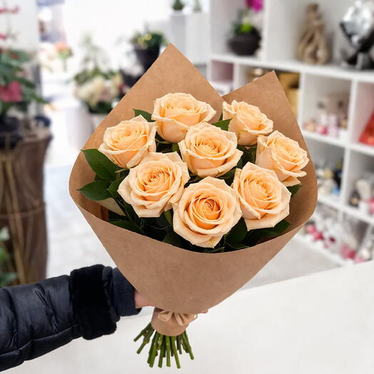 Buquê de rosas champanhe