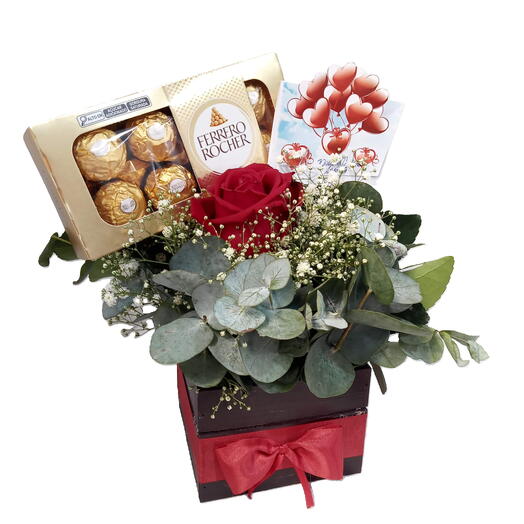 Arranjo Rosa Vermelha Solitaria - Colombiana A - Classico 1 Luxo - Ferrero