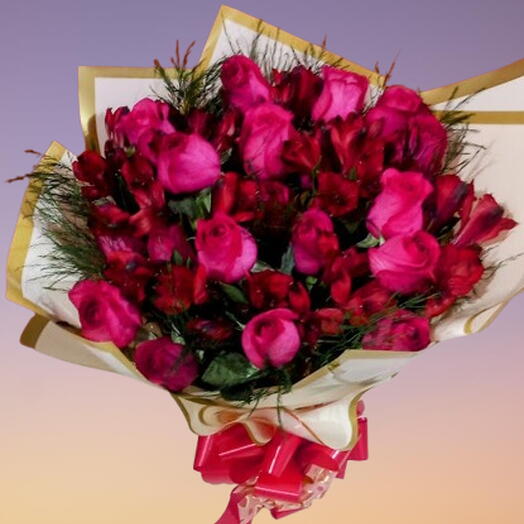 Buquê 20 Rosas Pink