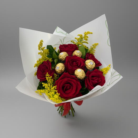 Buque 6 rosas Vermelho - Ouro do Meu amor