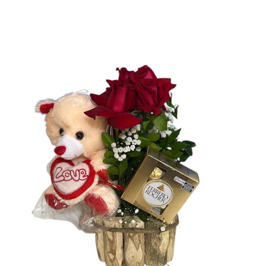 Cesta com Urso Chocolate Ferreiro