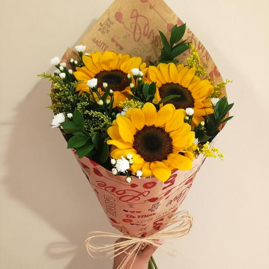 Ramalhete com 3 Girassois