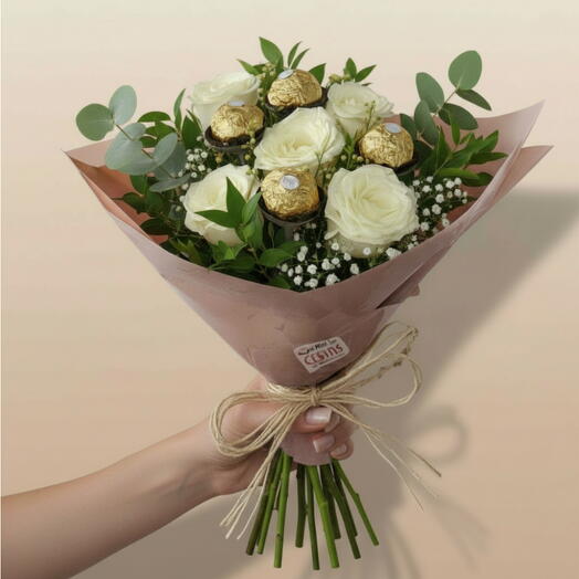 Buquê Dourado (escolha a cor da rosa: amarela, cor de rosa, cor cha, branca, lilas, lady ou azul)