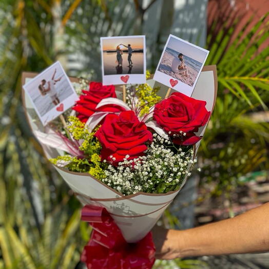 Buquê com 3 Fotos Polaroides