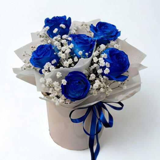 Caixa Encanto- 6 Rosas Azuis