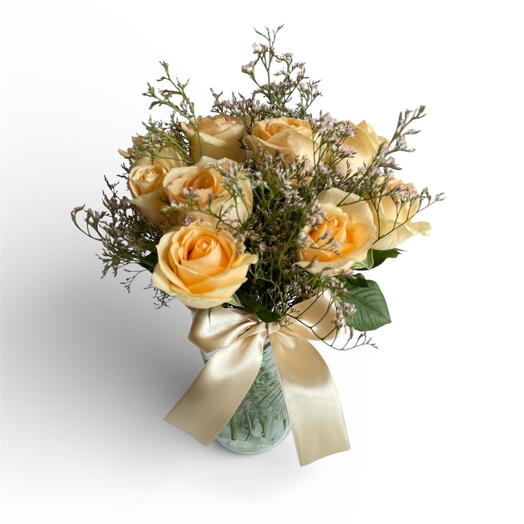 Rosas Champanhe em Vaso