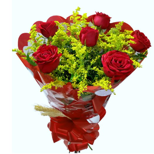 Buquê de 6 Rosas Vermelhas