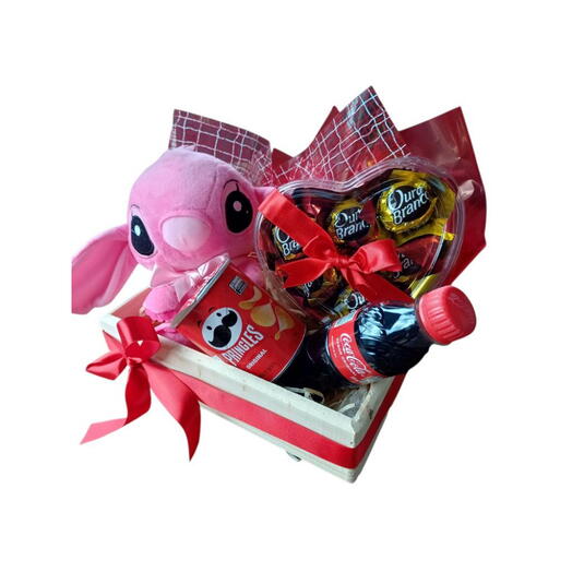 Cesta em Pinus Stitch Rosa