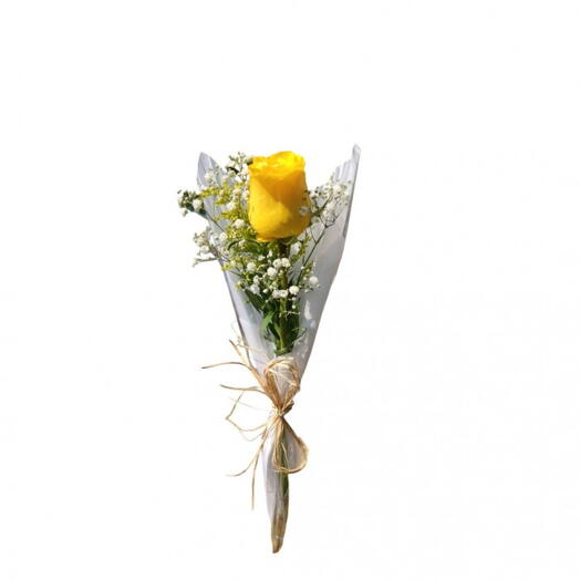 Botão de Rosa Amarela Decorado