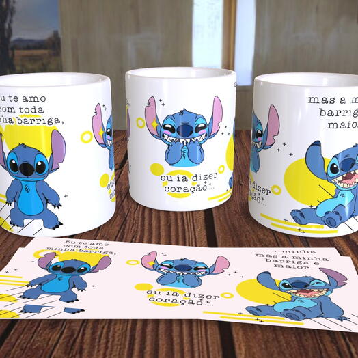 Caneca Stitch - Eu Te Amo Com Toda Minha Barriga
