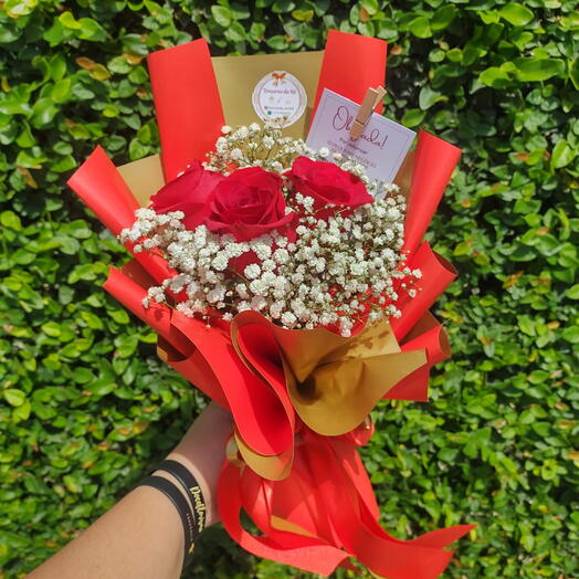 Arranjo Luxo 3 Rosas Colombianas