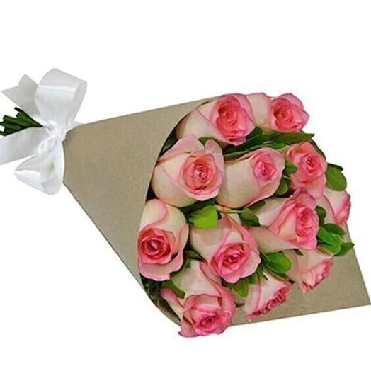Buquê 12 Rosas Cor-de-Rosa