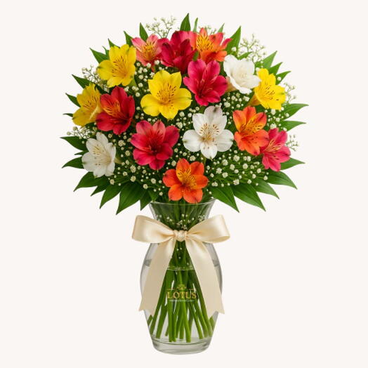 Luxuosas Astromelias Coloridas no Vaso