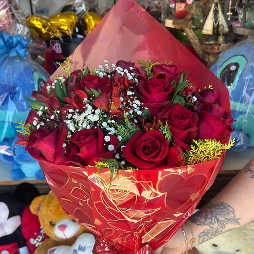 Buquê 12 Rosas Vermelhas